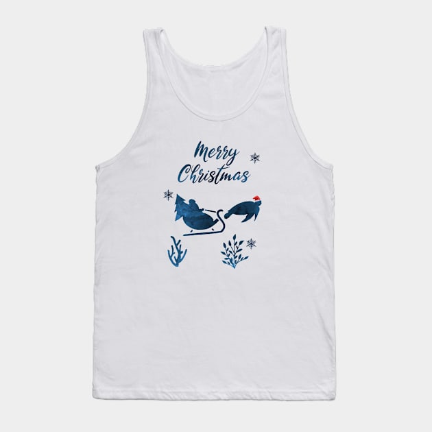 Santa Claus And The Sea Turtle Sleigh Tank Top by TheJollyMarten
